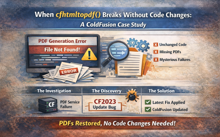 When cfhtmltopdf() Breaks Without Code Changes: A ColdFusion Case Study