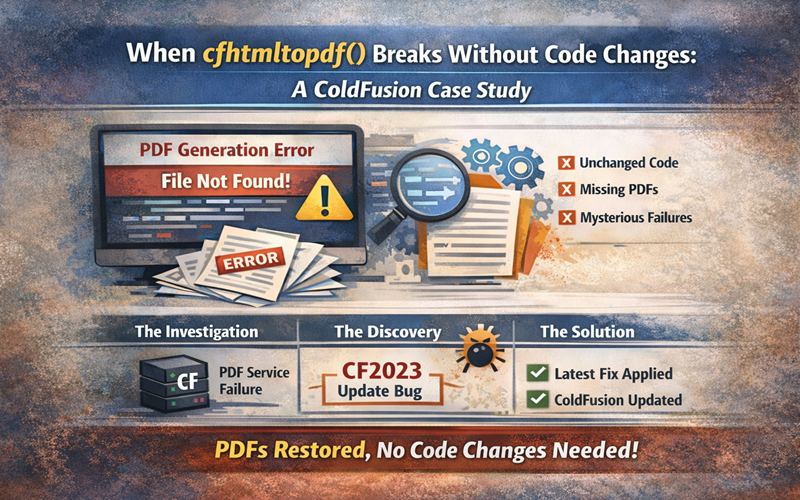 When cfhtmltopdf() Breaks Without Code Changes: A ColdFusion Case Study